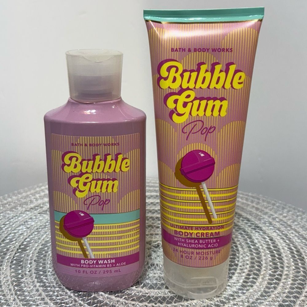 BBW Bubblegum Pop Body Cream and Body Wash Set of 2 NWT